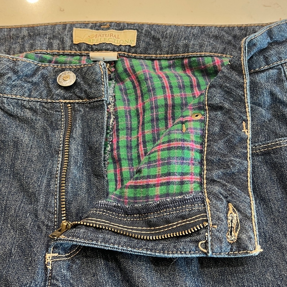 Natural Reflections Plaid Lined Dark Wash Jeans Size 6 - Picture 6 of 13